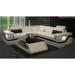 XXL Ledersofa mit USB,Garnitur Wohnlandschaft Eckcouch Leder Ecksofa HAMBURG II