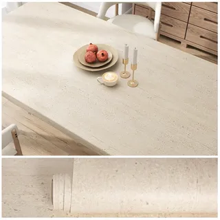VEELIKE Dick Klebefolie Marmoroptik Beige Strukturtapete Beige Marmor Tapete Selbstklebend Küchentapete Abwaschbar Arbeitsplatte Folie küche Badezimmer Tapete Schlafzimmer Wohnzimmer 40 cm x 300 cm