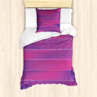 ABAKUHAUS Hot Pink Mantele, Stripes weiche Farben, Milbensicher Allergiker geeignet mit Kissenbezügen, 135 cm x 200 cm - 80 x 80 cm, rosa Violett - Rosa