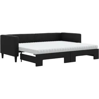 vidaXL Tagesbett Ausziehbar mit Matratzen Schwarz 80x200 cm Stoff - Schwarz