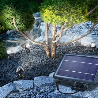 esotec Solarstrahler 4er-Set Quattro Power mit Solarmodul wetterfest IP65 102142 - Schwarz