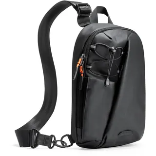 Inateck Sling Bag X-Row, Leichte Herren Umhängetasche Spritzwassergeschützte Brusttasche Crossbody Bag für Wandern, Reisen, Spaziergang, Schwarz