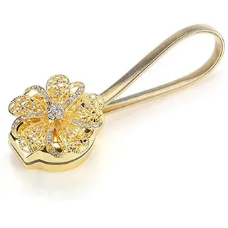 Magnetische Kristall Blume Vorhang Clip - Raffhalter für Gardinen, Gürtel Halter Stretch, Dekoration für Haus und Büro (Golden)