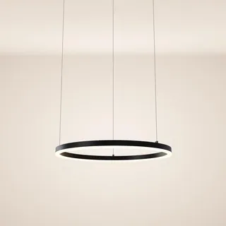s.luce Led-Hängeleuchte Ring Direkt/Indirekt 5m Schwarz Ø 60cm , Metall , Rund,Rund , LED integrated , 60x3.3x60 cm , Lampen & Leuchten, LED Beleuchtung, LED-Hängeleuchten