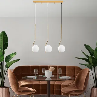 Opviq Elegant Gold Chandelier, Adjustable Height 65-110 cm, Metal Body, 70 x 15 x 110 cm | 3 x E14 Max 40W | Perfect for Modern Living Spaces, IP20 Rated