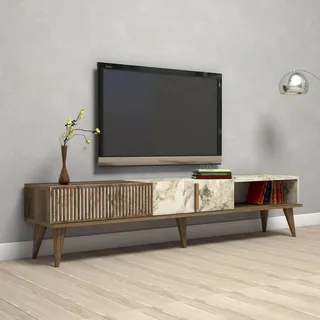 Dmora Aquila TV-Lowboard 180x35x40 cm Walnuss/Weiß Holz