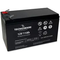 Tecnoware Ersatzbatterie für Unterbrechungsfreie Notstromversorgung (USV), Videoüberwachungs und Alarmsysteme - 12V Kapazität 11 Ah Faston-Anschluss 6.3 mm - Abmessungen 15,1 x 9,4 x 6,5 cm
