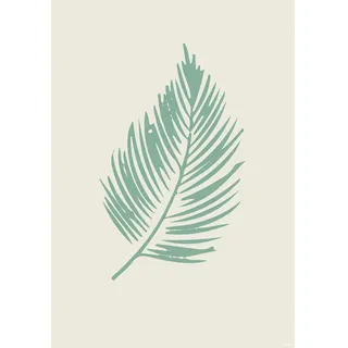 Komar Bild "Winter Tropics Black Panther Palm Leaf" Tiere 1 Stk. tlg. Wandbild zur Dekoration im Kinderzimmer - ohne Rahmen, farbe bild(er): grün