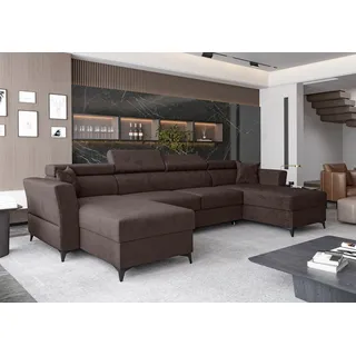 AX LIVING Ecksofa klein mit Schlaffunktion Ribella 345 cm Braun U-Form - Braun