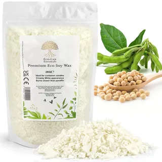 Eco-Lux Essentials Premium Eco Sojawachs, vegan, tierversuchsfrei, 100% natürlich (2 kg), Weiß