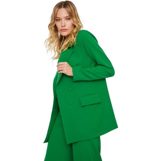 TRENDYOL Damen Trendyol Damen Regular Zweireihig Plain Webstoff Blazer Coat, Grün, 40 EU