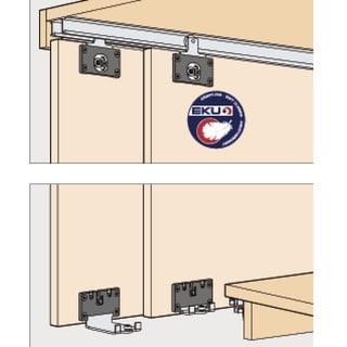 HAWA Combino 20 H MS Schiebetürbeschlag (Kombifront), 1200x2200mm für Holztüren bis 20kg, 2-türig Stahl/Kunststoff anthrazit