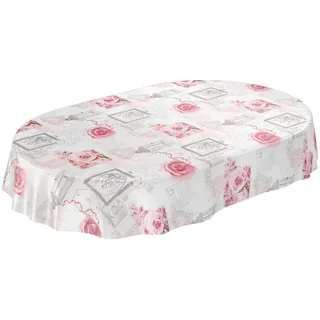 ANRO Tischdecke Wachstuchtischdecke Oval 180 x 140 cm Grau