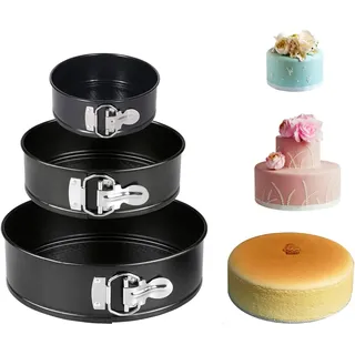 xocome Kuchenformen Set 3 Stück (4"/7"/9"), Antihaft-Springform-Backform, lockeres Backblech, Käsekuchenform mit abnehmbarem Boden