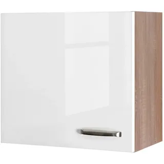 FlexWell Küchenoberschrank , Sonoma Eiche, Weiß Hochglanz , Metall , 1 Fächer , einzeln stellbar , 60x54.8x32 cm , Made in Germany , individuell planbar, Zusatzausstattung erhältlich, hängend , Küchen, Küchenmöbel, Küchenschränke, Küchenoberschränke
