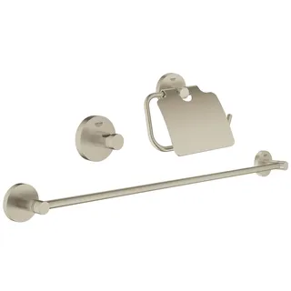 GROHE Essentials Bad- Set 3 in 1 (geeignet zum Bohren oder Kleben, langlebig), nickel gebürstet, 40775EN1
