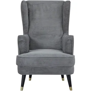 Home Affaire »ZILLER, TV-Sessel, frei im Raum stellbar, in Cord und Samtvelours,« Holzfüsse mit dekorativen Metallhülsen, Traumhafter Relaxsessel