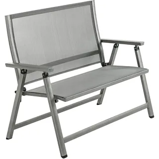 Dehner Klappbank Chicago | 2-Sitzer mit Rückenlehne und Armlehnen | komfortable Sitzbank | klappbar, wetterfest | Aluminium, Textilene | Gartenbank, Parkbank, Doppelbank | ca. 106 x 97 x 59.5 cm
