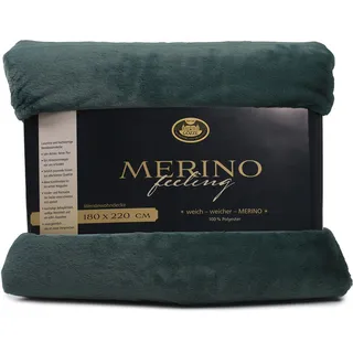 Gözze Merino Kuscheldecke 180 x 220 cm Dunkelgrün