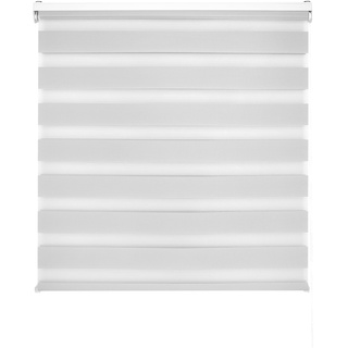 Blindecor Lira doppelrollo - duo rollo tag und nacht Silbergrau - 130 x 180 cm (Breite x Länge) | Stoffgröße 127 x 175 cm | Fensterrollo zebra