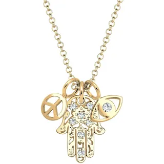 Elli Halskette Damen Hamsa Peace Evil Eye Kristalle in 925 Sterling Silber vergoldet