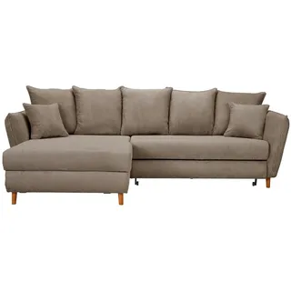 Carryhome Ecksofa , Taupe , Textil , Eiche , massiv , Füllung: Schaumstoff,Schaumstoff , L-Form, seitenverkehrt montierbar, Ottomane links , 284x162 cm , Made in Eu , Liegefunktion, Rücken echt , Wohnzimmer, Sofas & Couches, Wohnlandschaften, Ecksofas