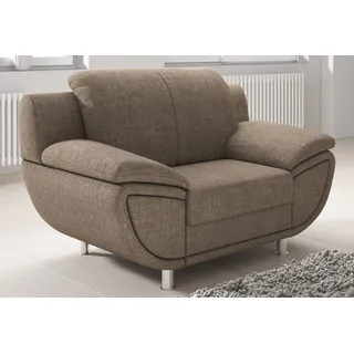 TRENDMANUFAKTUR Sessel TRENDMANUFAKTUR "Rondo II, Loungesessel zeitlos und bequem", braun (tan), B:121cm H:85cm T:94cm, Struktur (100% Polyester), Sessel, Polstersessel XXL-Sessel, wahlweise mit komfortablem Federkern, mit extra breiten Armlehnen