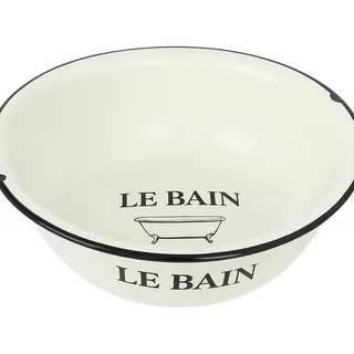 khevga Waschschüssel Emaille rund 34 x 10 cm – stabile Emailleschüssel für Küche, Garten und Camping, klassisch weiß mit Rand, vielseitig einsetzbar