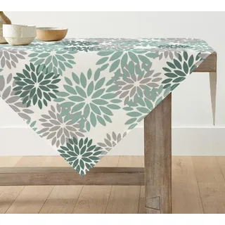 Artoid Mode Blumen Wasser Grün Dahlien Frühling Tischwäsche, Saisonnal Sommer Küche Tisch Dekoration Drinnen Urlaub Party Dekor 100x100 cm