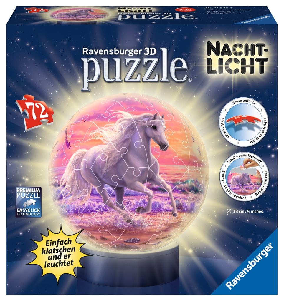 Bild von 3D Puzzleball Nachtlicht Pferde am Strand (11843)