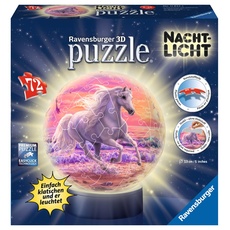 Bild 3D Puzzleball Nachtlicht Pferde am Strand (11843)