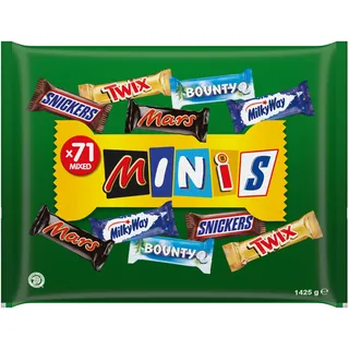 Mixed Minis Schokolade Großpackung, 71 Mini-Schokoriegel Snacks (Mars, Snickers, Bounty, Twix, Milky Way) als Süßigkeiten, Ideal für Adventskalender 2025, Schokoladen Geschenk, Süßigkeiten Box (1400g)