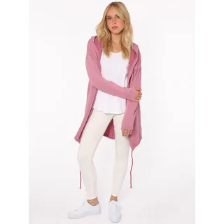 Jerseymantel ZWILLINGSHERZ "Positive Mind", Damen, Gr. SM (S/M), rosa (altrosa), Jersey, Obermaterial: 70% Baumwolle, 30% Polyester, bestickt, unifarben, comfort fit ca. Mitte Oberschenkel, V-Ausschnitt, gerader Abschluss, Mäntel Jerseymantel, mit hohem Baumwollanteil