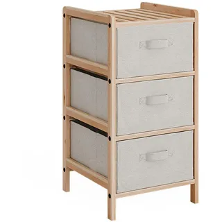 Vicco Kommode Bruno, 34.5 x 67 cm mit 3 Stoffschubladen, - Beige, Braun