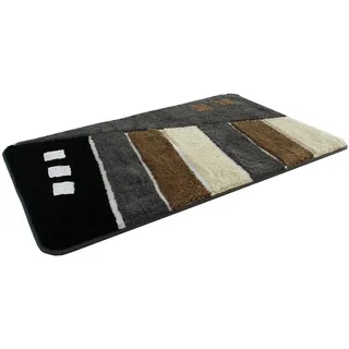 Badematte KINZLER "Gembloux, Badvorleger, Badezimmer Teppich" Gr. 4, schwarz (anthrazit, braun), H:20mm, Polyester, Badematten, Badematte, Badteppich, modernes Design, als rechteckig & rund erhältlich