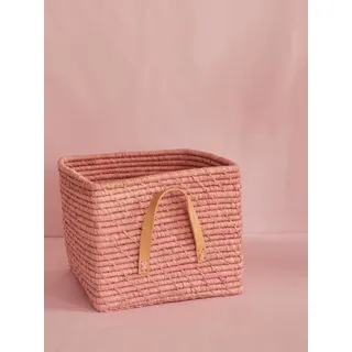 quadratisch Raffia Korb - Rosa