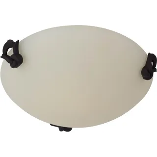 Näve Leuchten Glas-Deckenleuchte "FRANK" Glas-Deckenleuchte "FRANK" Deckenleuchten - Glas-Deckenleuchte "FRANK", Deckenlampe im Landhaus Stil, aus Metall und Glas in braun, 5 cm hoch, Ø 30 cm, E27-Fassung - Braun