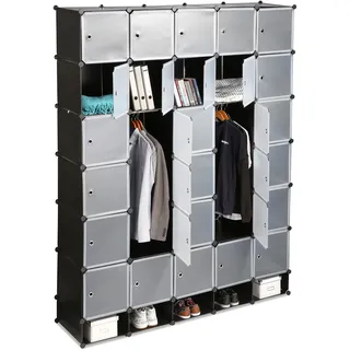 Relaxdays Kleiderschrank Stecksystem 180 x 46,5 x 234 cm schwarz
