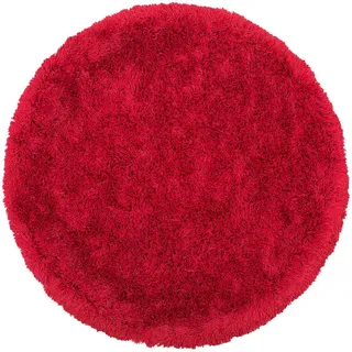 Beliani Shaggy-Teppich Cide 140/140 cm , Rot , Kunststoff , Rund , 140x140 cm , Teppiche und Böden, Teppiche, Hochflorteppiche & Shaggys