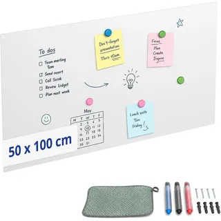 Relaxdays Kreidetafel 100 x 50 cm Weiß