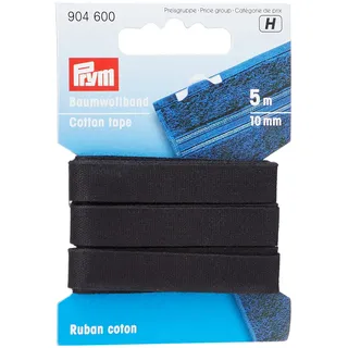 Prym 904600 Baumwollband 10 mm schwarz, 100Prozent CO