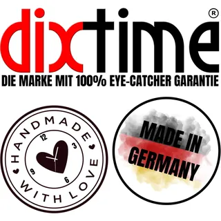 6134 Dixtime Designer Wanduhr, Moderne Wohnraumuhr halbrund 50x70cm - Rot