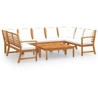 vidaXL 9-tlg. Garten-Lounge-Set mit Auflagen Creme Massivholz Akazie - Creme