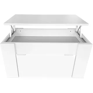 Somnia Descanso Somnia – Erhöhter Couchtisch, Wohnzimmer- oder Esstisch, weiße Oberfläche, Maße: 90 cm (Breite) x 50 cm (Tiefe) x 46–57 cm (Höhe)