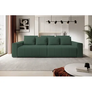 DomoHome MOTTA Bigsofa – Großes Sofa mit Bettfunktion, Liegefläche 175x228cm, 7-Kissen inklusive, KANSAS-Stoffbezug, zwei Bettkästen, Größe: 278x130x83cm, Farbe: Grün - Grün