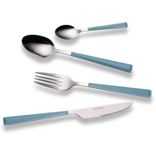ECHTWERK Besteck Set "Basic" mit Kunststoffgriffen, Campingbesteck, Picknickbesteck, leichtes Reisebesteck, Outdoor-Besteck für Grillen im Freien, 16-teilig, bis 4 Personen, Edelstahl 18/0, Hellblau