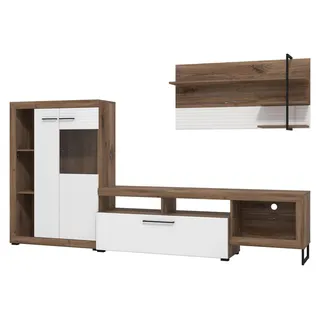 Dmor Wandregal Dueville 263x40x163h cm Weiß, Modular mit 10 Regalen - Weiß