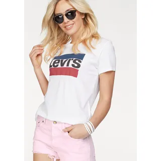 T-Shirt LEVI'S "Graphic Sport Tee Pride Edition", Damen, Gr. XS (32), weiß, Jersey, Obermaterial: 100% Baumwolle, bedruckt, Basic, figurbetont normal, Rundhals, Shirts T-Shirt, Logoprint auf der Brust