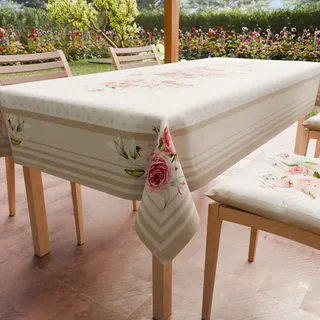 PETTI Artigiani Italiani - Fleckabweisende Tischdecke, quadratisch, 140 x 140 cm, für die Küche, Design Tupfen, Taupe, X4 Plätze (140 x 140 cm), 100% Made in Italy