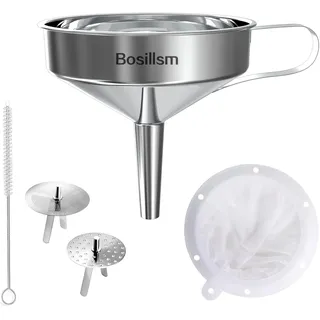 Bosillsm Trichter edelstahl,13cm Küchen trichter mit 200 Mesh Lebensmittelfiltersieb für die Übertragung von flüssigen Zutaten